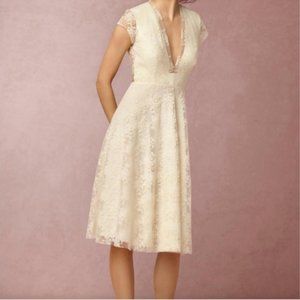 BHLDN knee-length cream lace Aaliyah dress